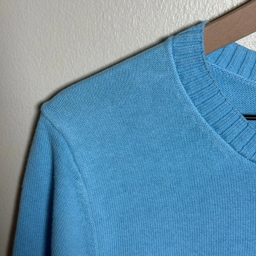Amazon Essentials‎ NEW Womens Crewneck Sweater Large Sky Blue 100% Cotton Office